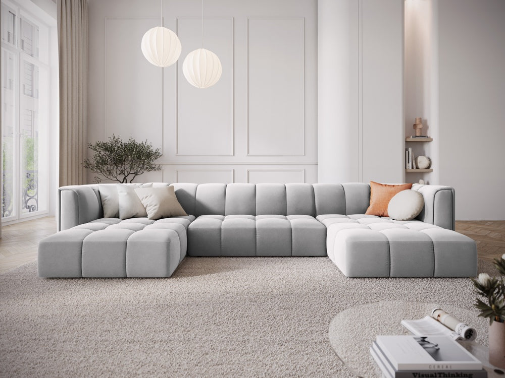 
Design Panorama-Sofa "Adams" - Samt Silver