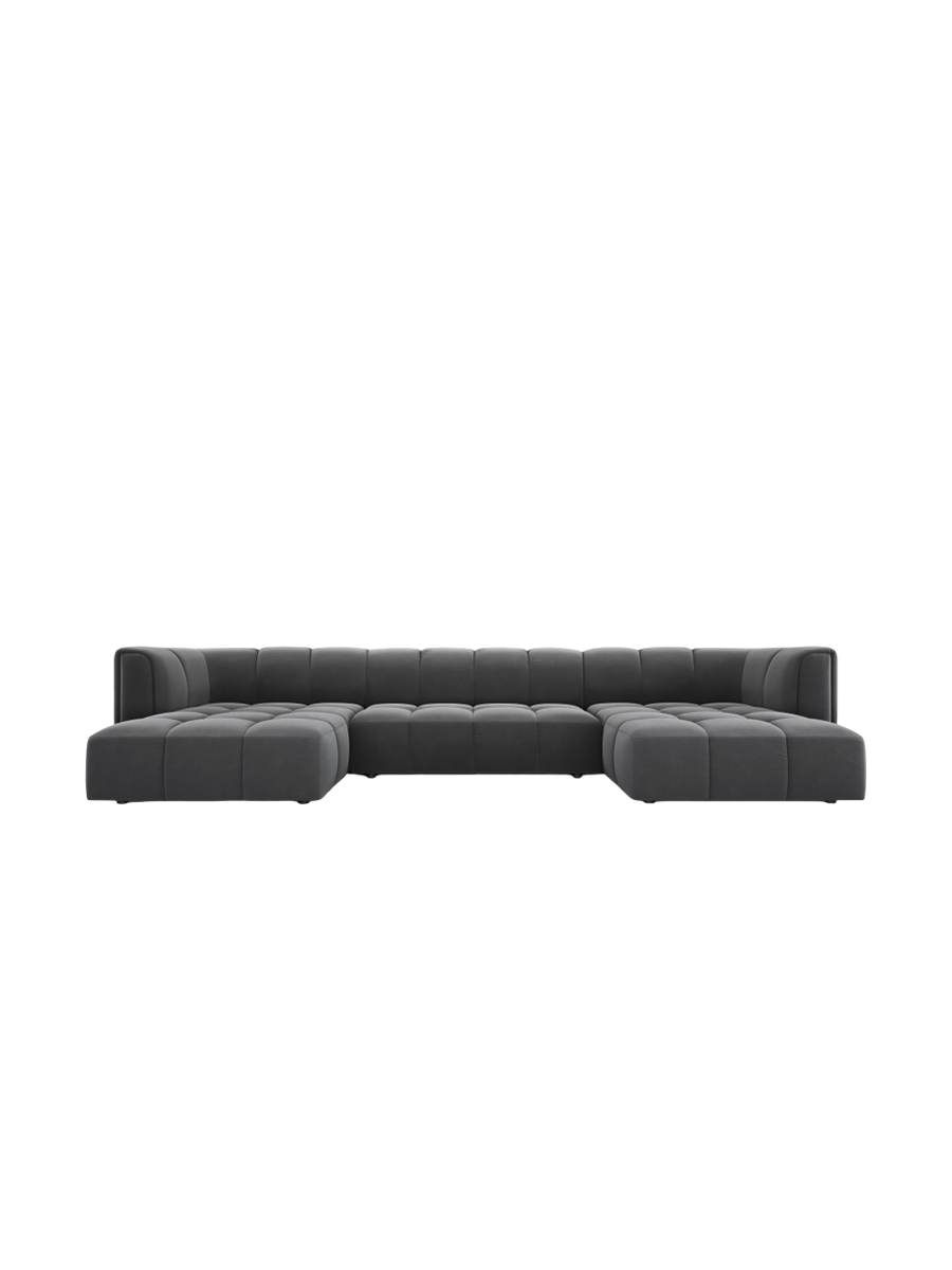 
Design Panorama-Sofa "Adams" - Samt Grau