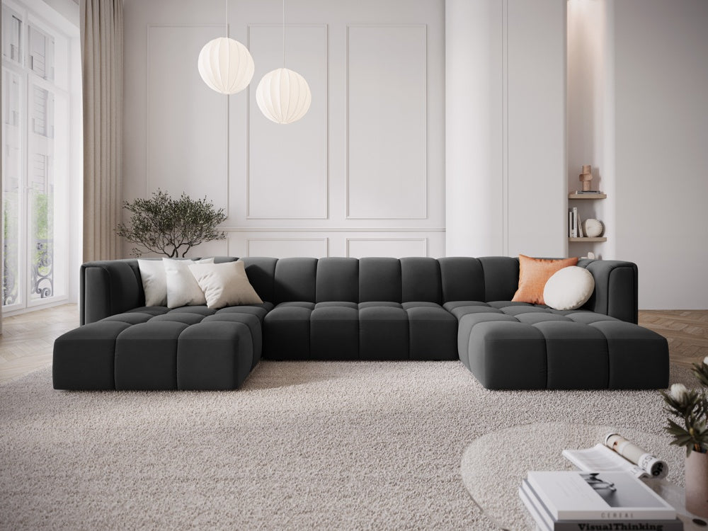 
Design Panorama-Sofa "Adams" - Samt Grau