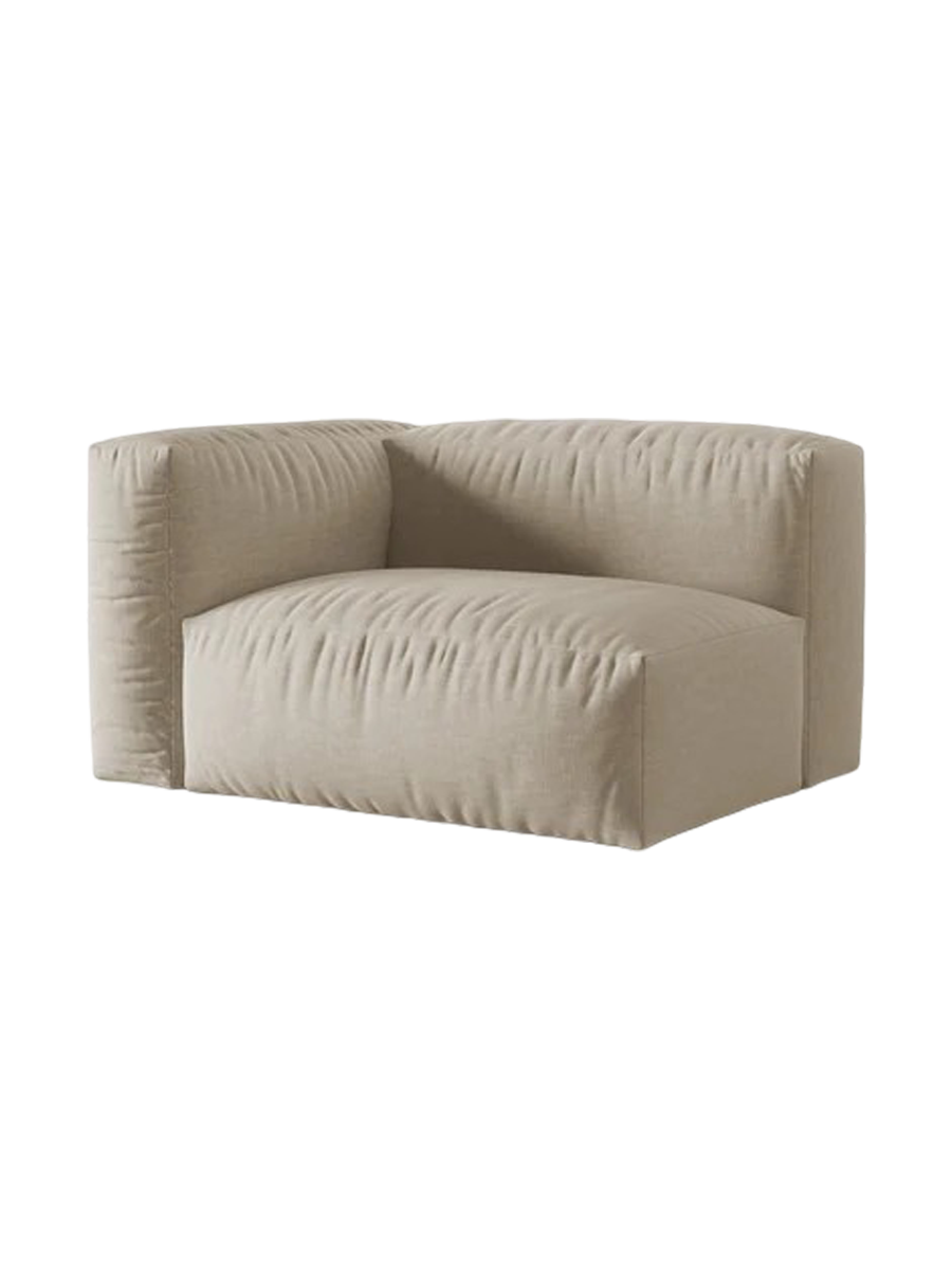 
Modular Side Element "Martina" - Structured Fabric Light Beige / Left armrest / Seat depth 76 cm