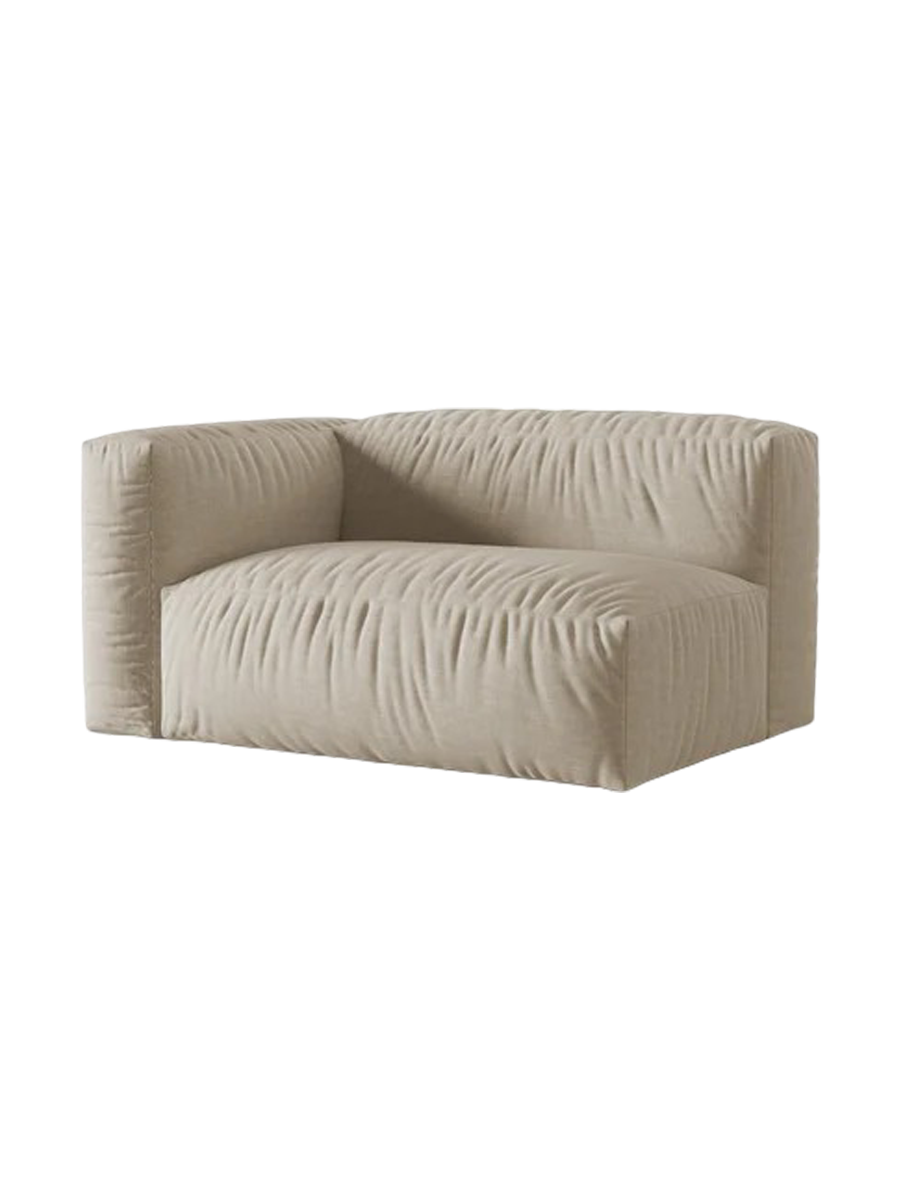 
Martina Modular 2-Seater Side Element - Structured Fabric Light Beige / Left armrest / Seat depth 76 cm