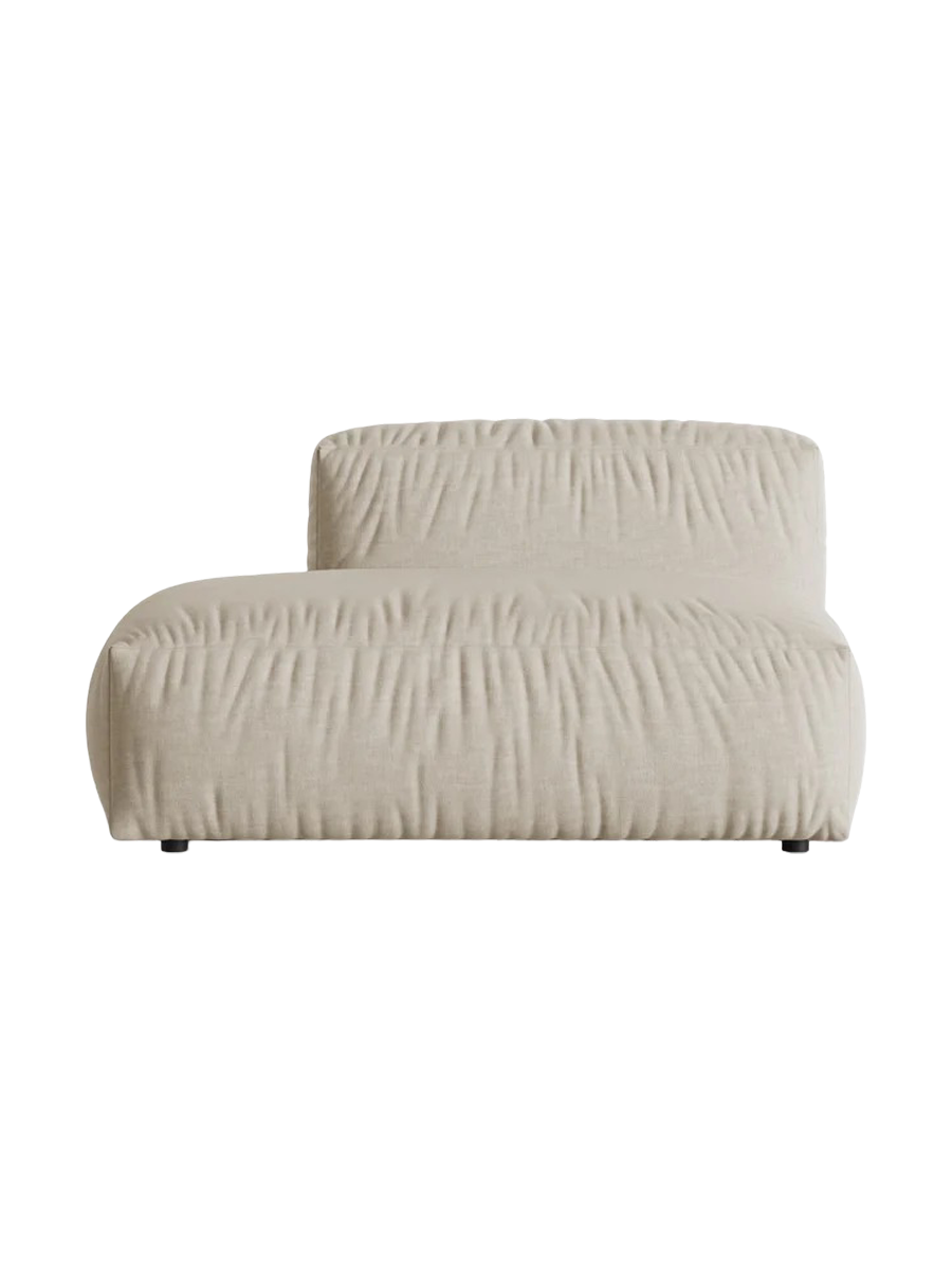 
"Martina" Modular 2-Seater Element - Structured Fabric Light Beige / Ottoman left
