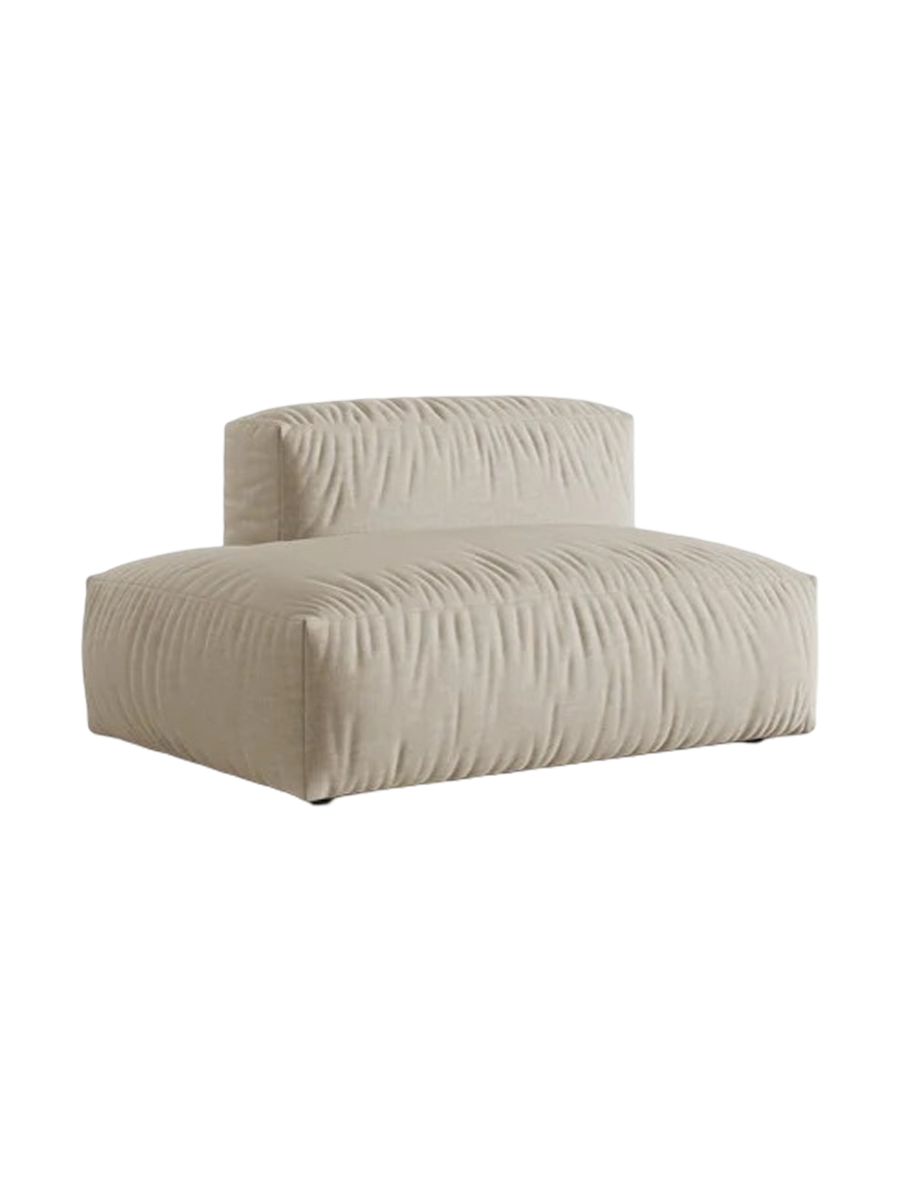 
"Martina" Modular 2-Seater Element - Structured Fabric Light Beige / Ottoman left