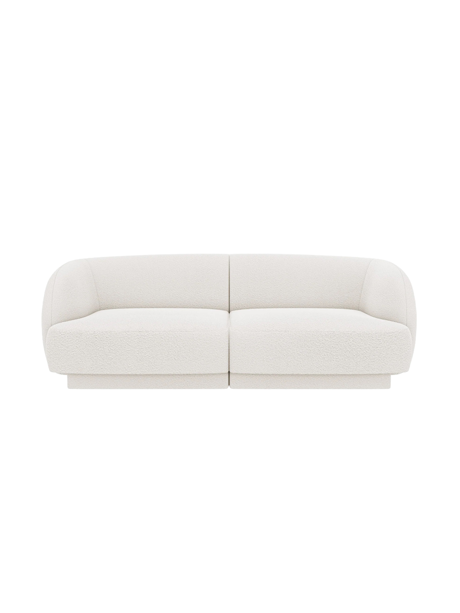 
Modulares Design Sofa „Miley“ (2-Sitzer) - Bouclé Weiss