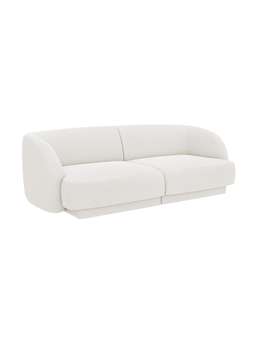 
Modulares Design Sofa „Miley“ (2-Sitzer) - Bouclé Weiss