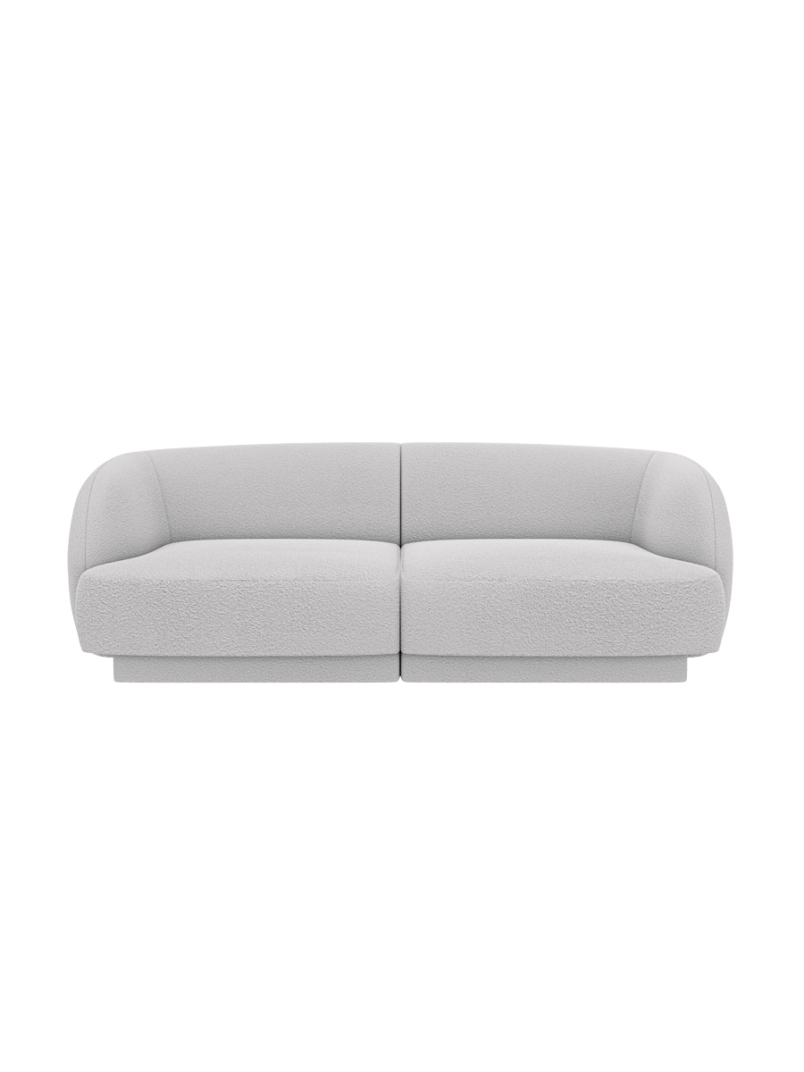 
Modulares Design Sofa „Miley“ (2-Sitzer) - Bouclé Hellgrau