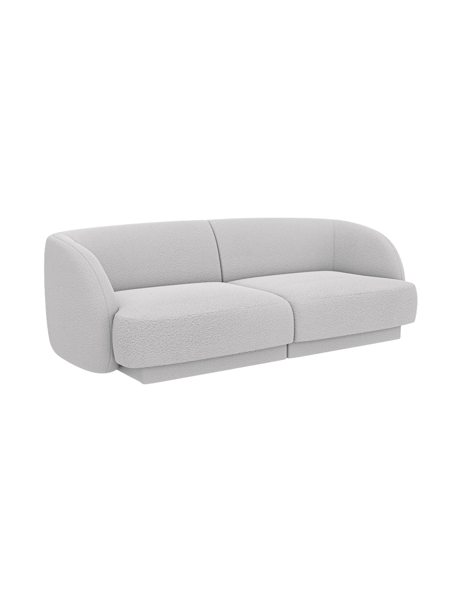 
Modulares Design Sofa „Miley“ (2-Sitzer) - Bouclé Hellgrau