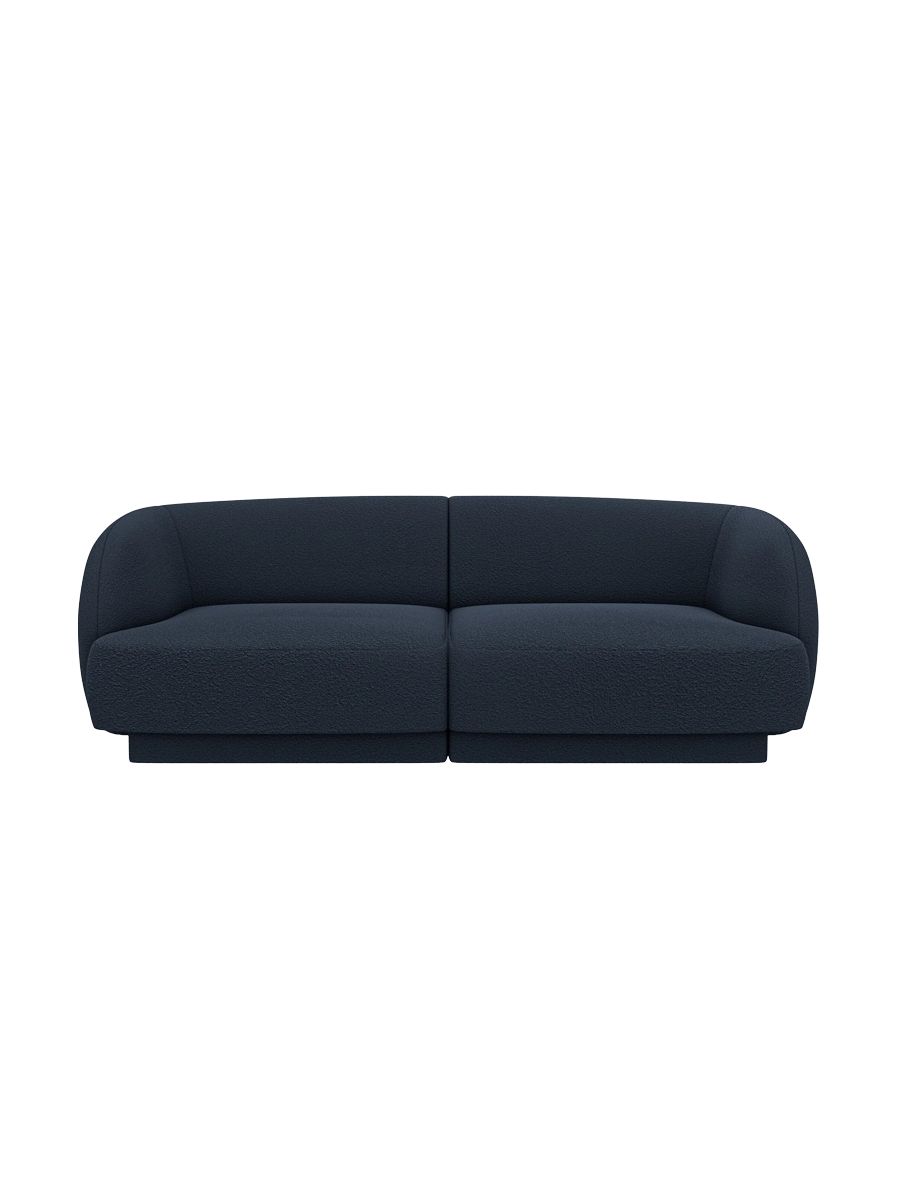 
Modulares Design Sofa „Miley“ (2-Sitzer) - Bouclé Dunkelblau