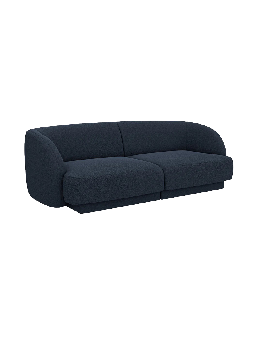 
Modulares Design Sofa „Miley“ (2-Sitzer) - Bouclé Dunkelblau