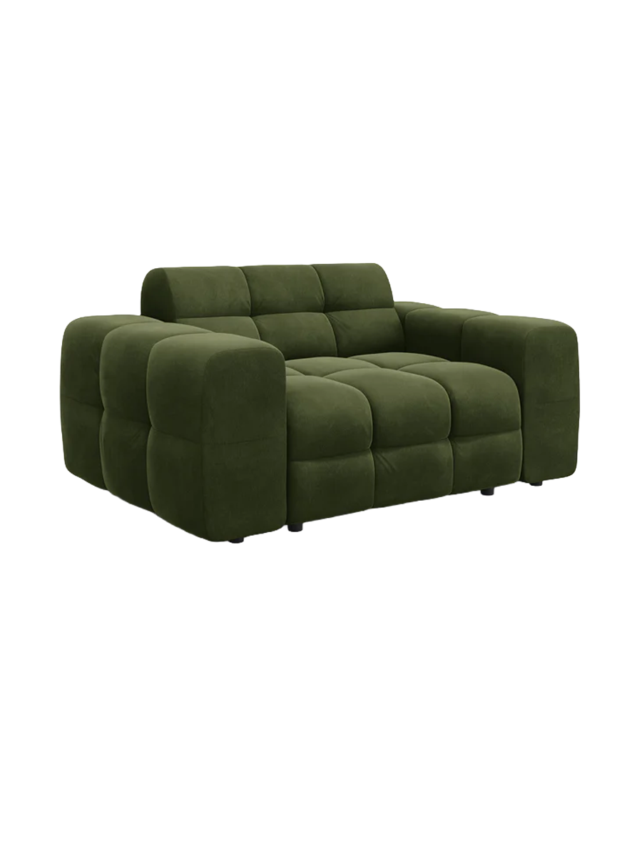 
2-Sitzer Design Sofa „Kendal“ - Samt Armeegrün
