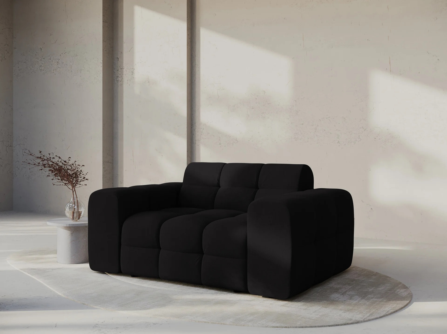 
2-Sitzer Design Sofa „Kendal“ - Strukturstoff Hellgrau