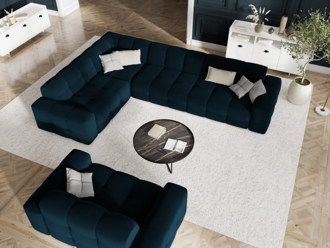 
2-Sitzer Design Sofa „Kendal“ - Samt Marineblau