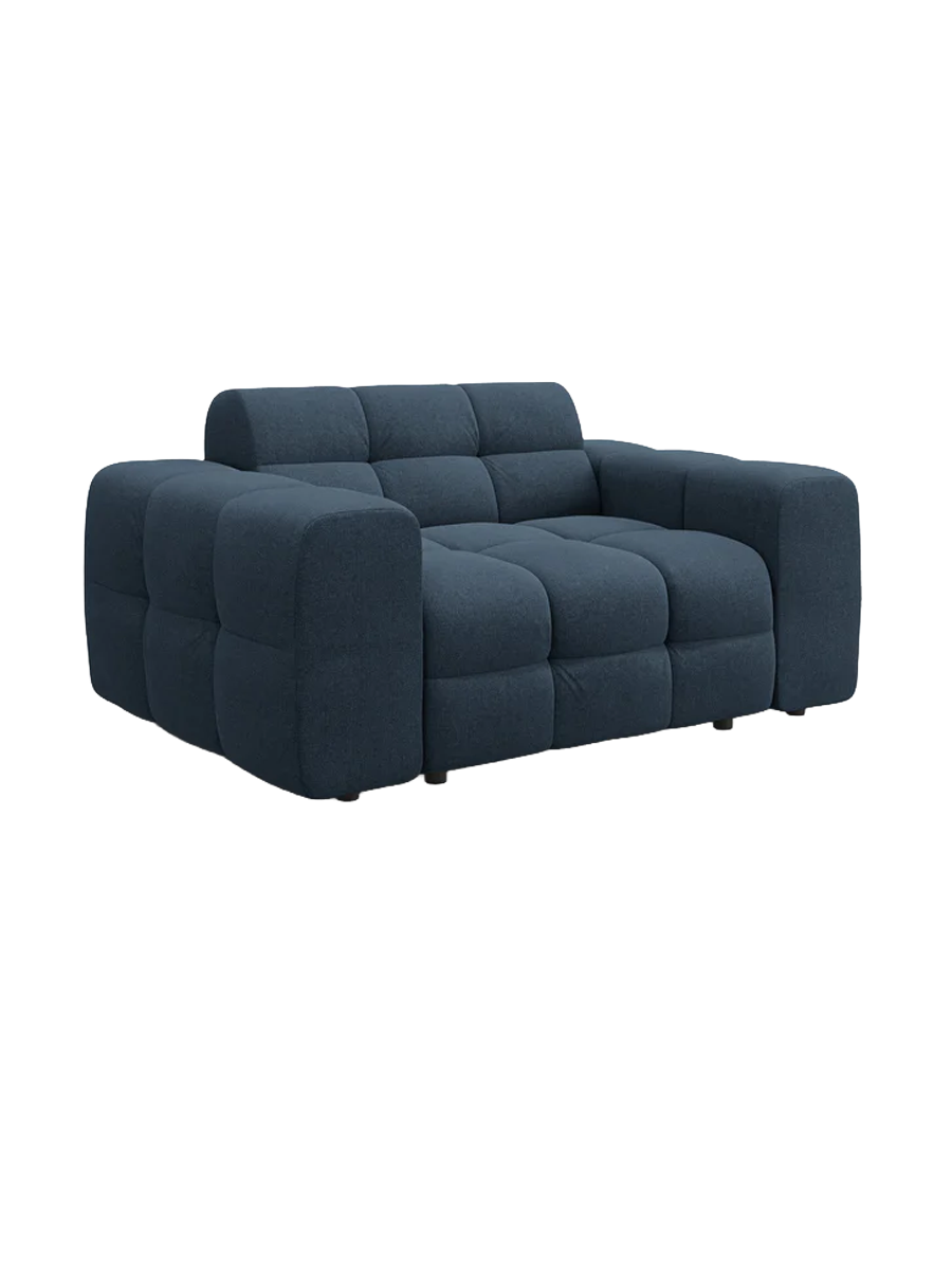 
2-Sitzer Design Sofa „Kendal“ - Strukturstoff Marineblau