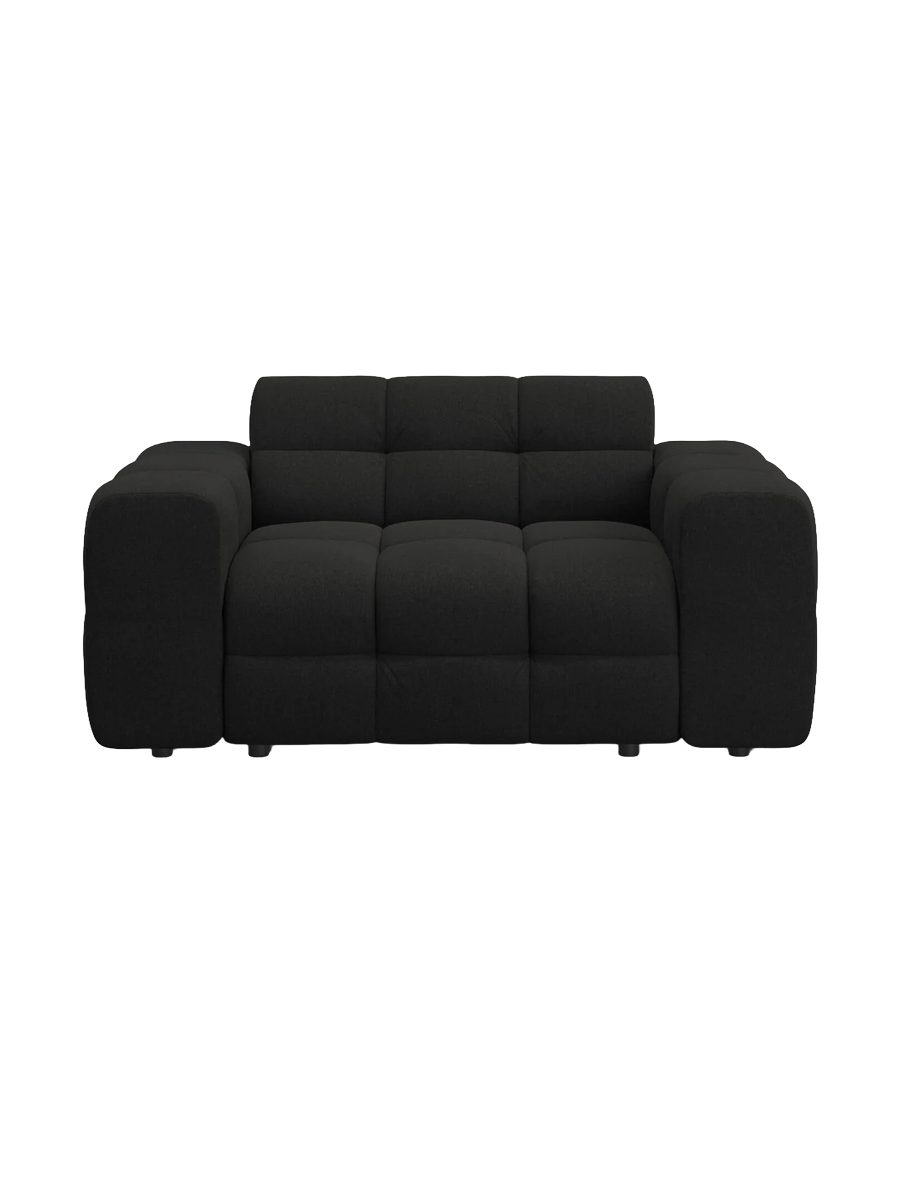 
2-Sitzer Design Sofa „Kendal“ - Strukturstoff Schwarz