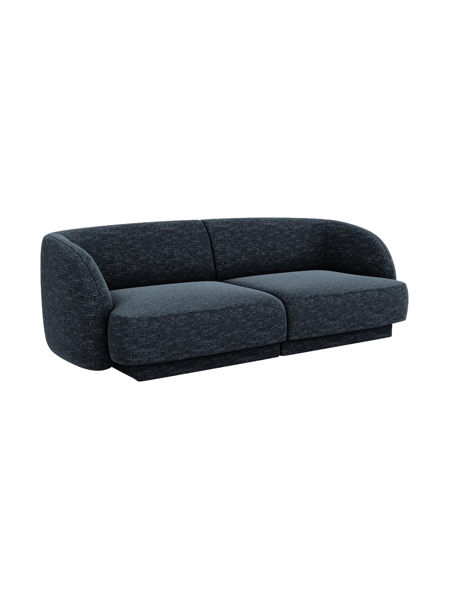 
Modulares Design Sofa „Miley“ (2-Sitzer) - Chenille Dunkelblau