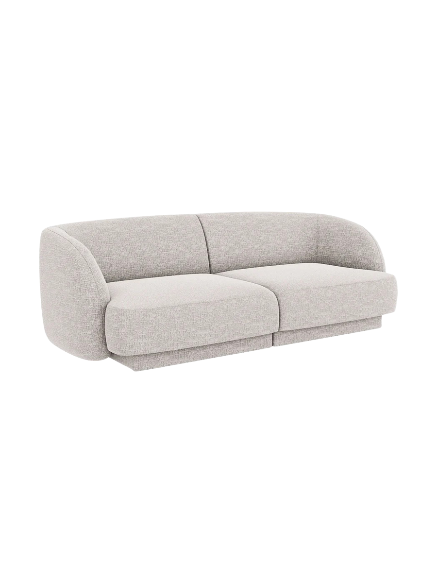 
Modulares Design Sofa „Miley“ (2-Sitzer) - Chenille Hellgrau