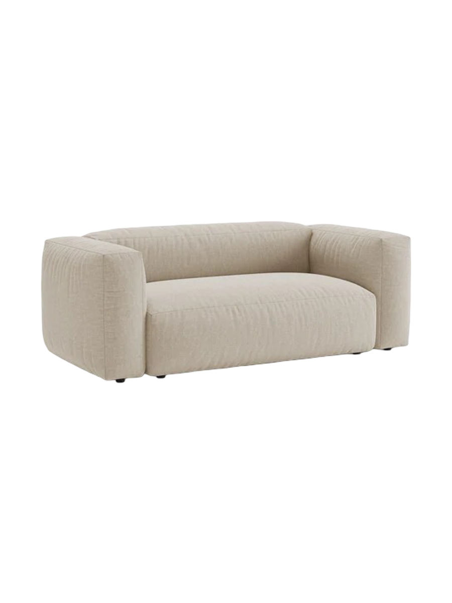 
Modular 2-Seater Design Sofa "Martina" - Structured Fabric Light Beige