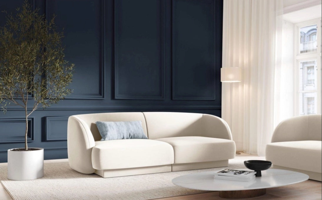 
Modulares Design Sofa „Miley“ (2-Sitzer) - Samt Light Beige
