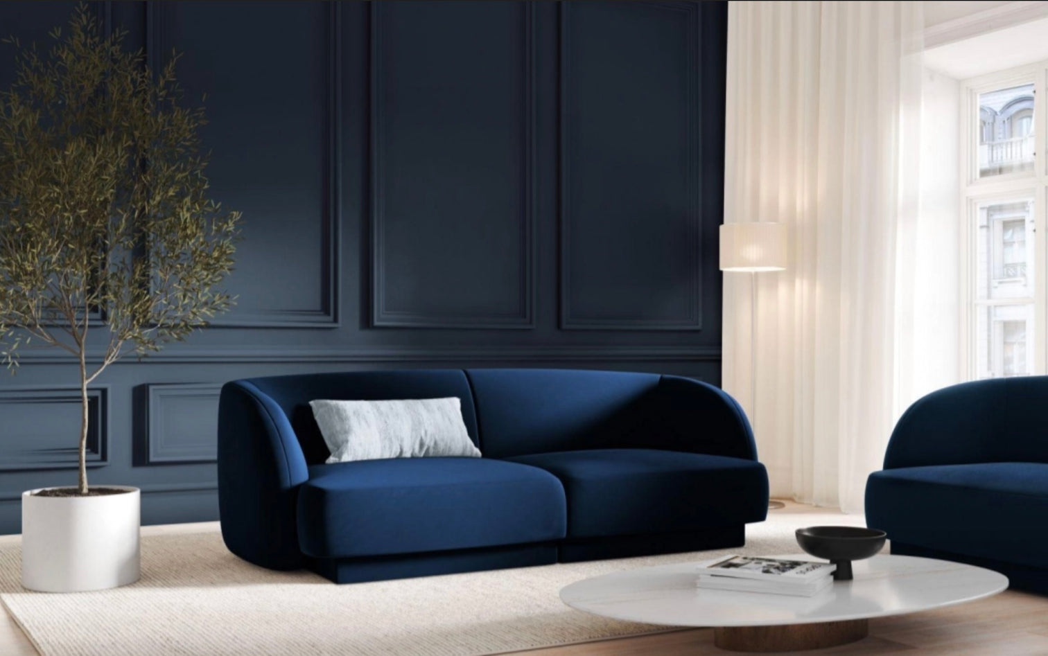 
Modulares Design Sofa „Miley“ (2-Sitzer) - Samt Königsblau