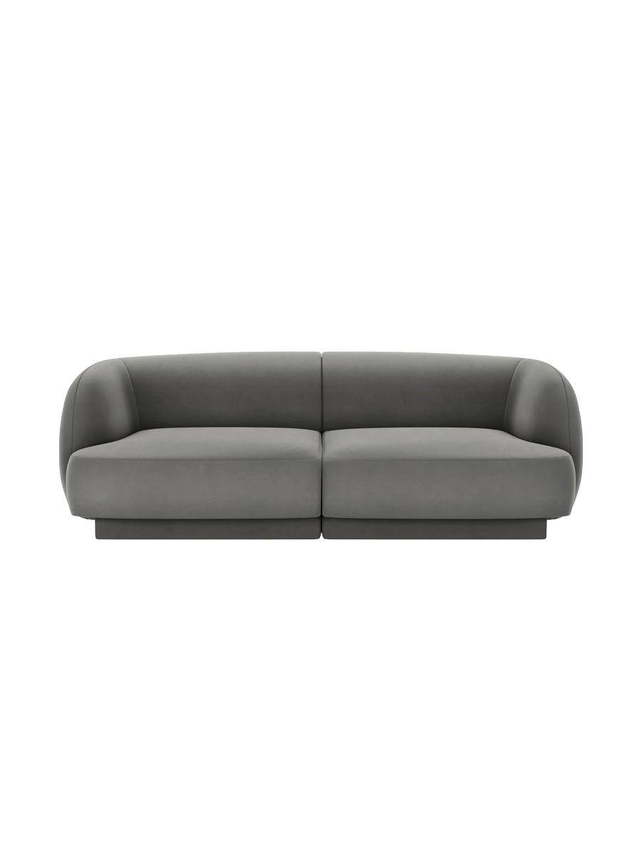 
Modulares Design Sofa „Miley“ (2-Sitzer) - Samt Hellgrau