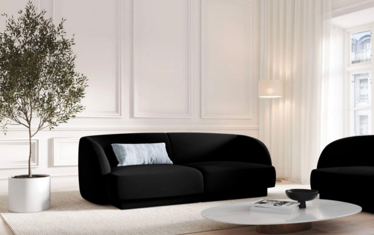 
Modulares Design Sofa „Miley“ (2-Sitzer) - Samt Schwarz