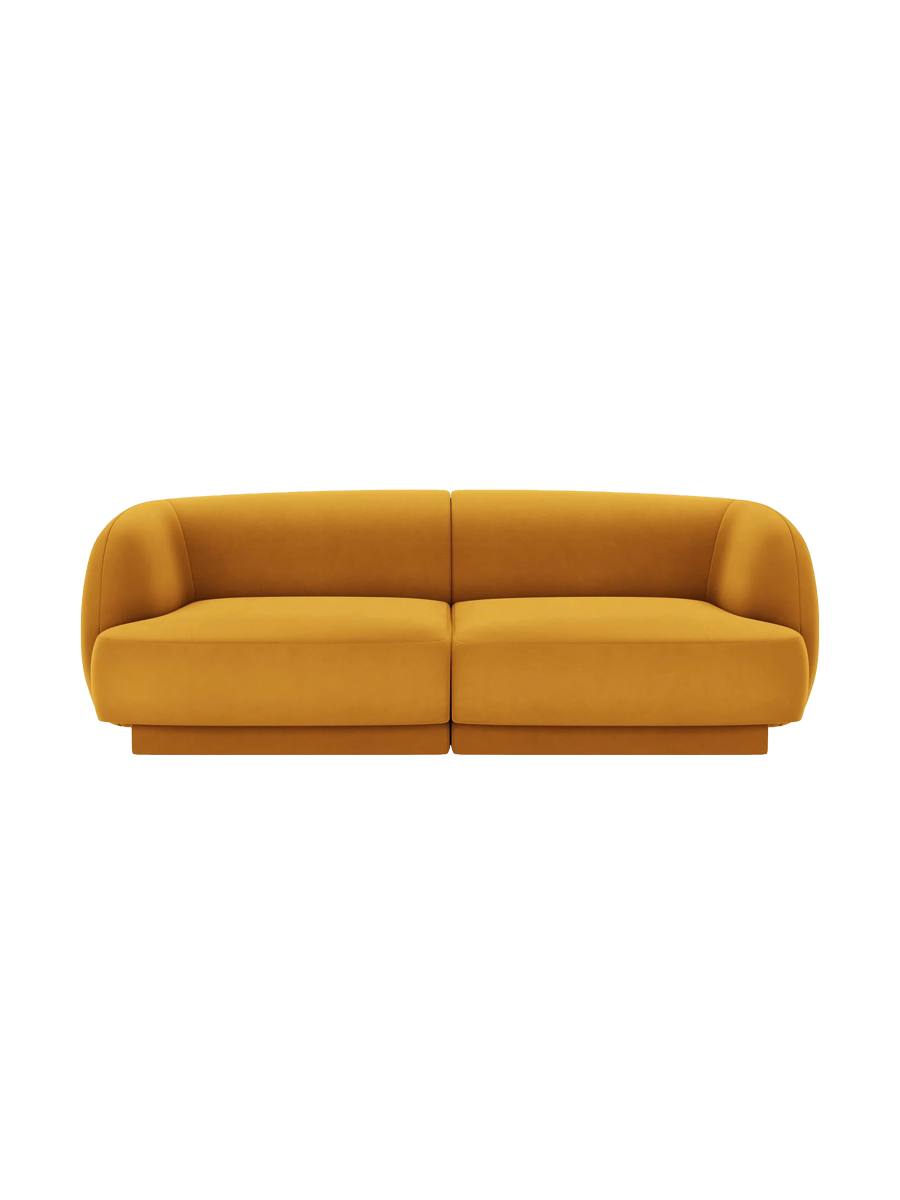 
Modulares Design Sofa „Miley“ (2-Sitzer) - Samt Senfgelb