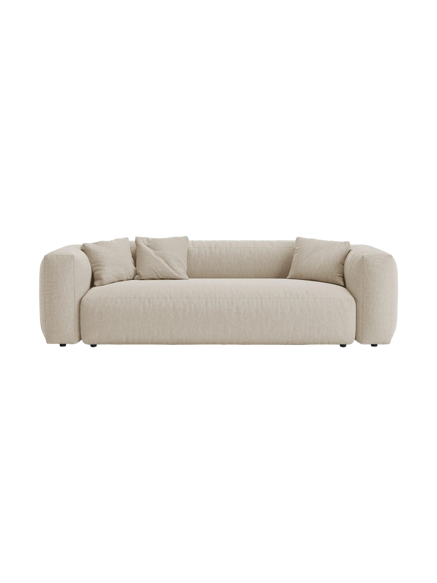 
Design 3-seater sofa "Martina" with bed function - Structured Fabric Light Beige