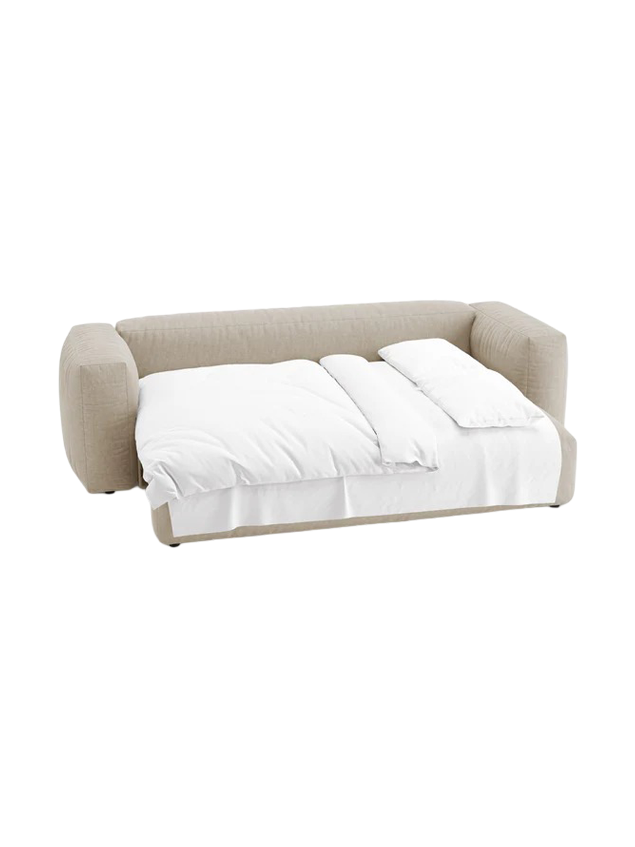 
Design 3-seater sofa "Martina" with bed function - Structured Fabric Light Beige