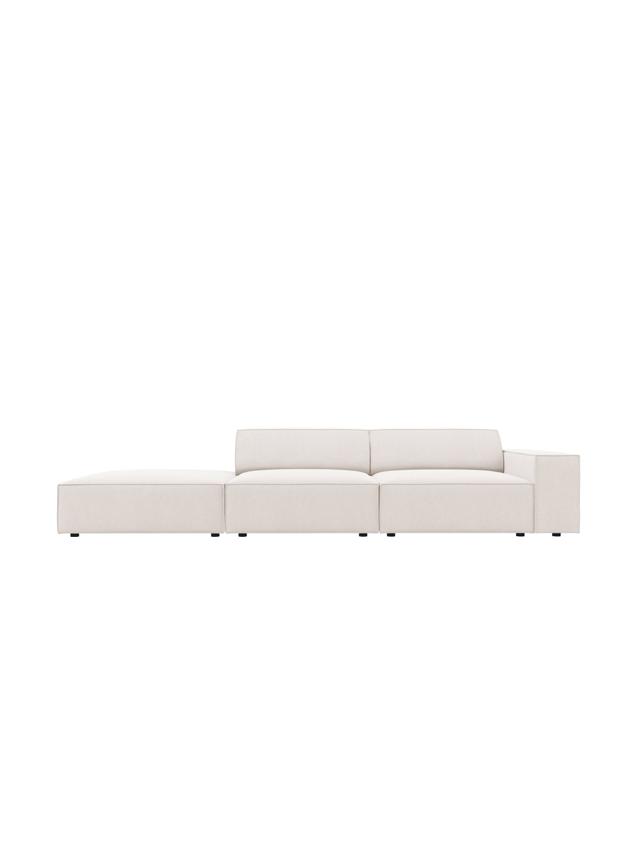 
3-Sitzer Design Sofa „Jodie“ mit Ottomane - Strukturstoff Soft Beige / Ottomane Links
