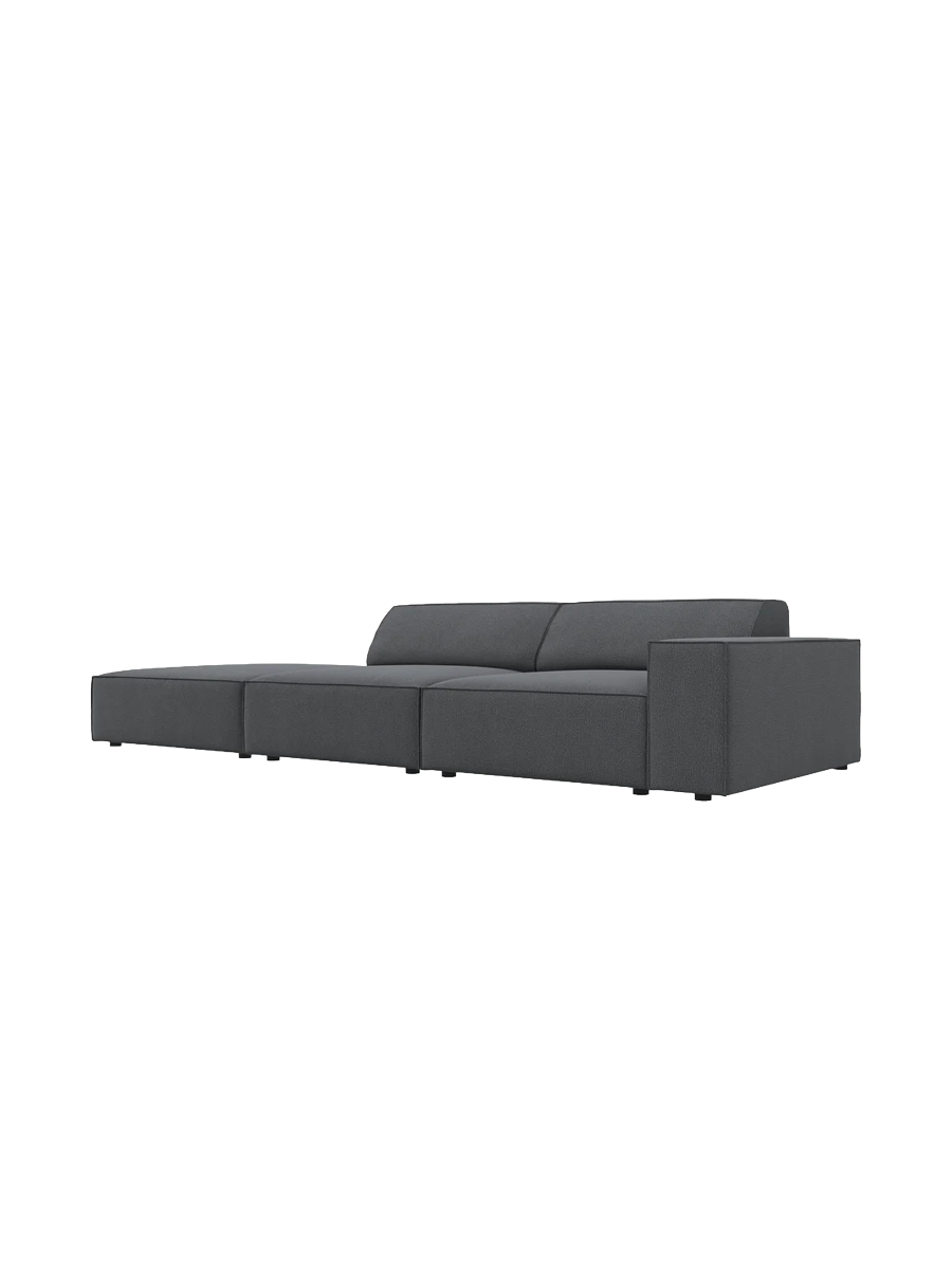 
3-Sitzer Design Sofa „Jodie“ mit Ottomane - Strukturstoff Dunkelgrau / Ottomane Links
