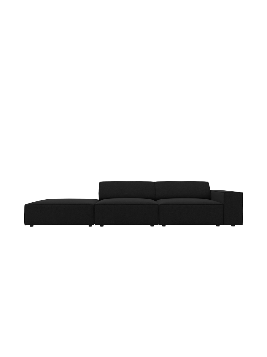 
3-Sitzer Design Sofa „Jodie“ mit Ottomane - Strukturstoff Schwarz / Ottomane Links