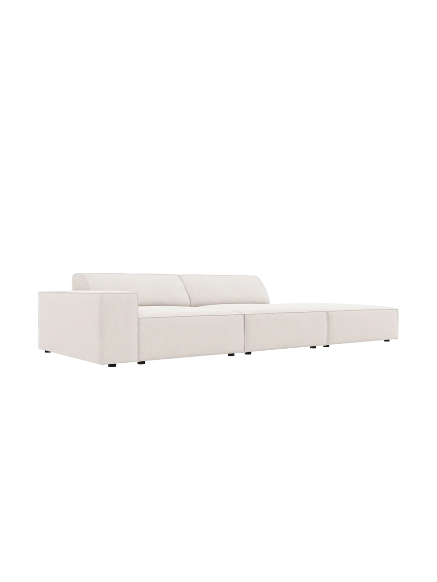 
3-Sitzer Design Sofa „Jodie“ mit Ottomane - Strukturstoff Soft Beige / Ottomane rechts