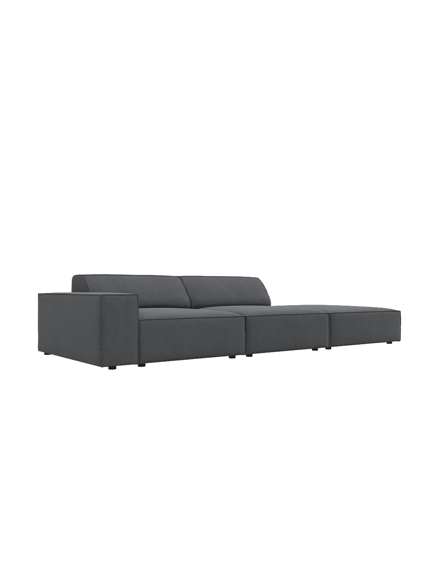 
3-Sitzer Design Sofa „Jodie“ mit Ottomane - Strukturstoff Dunkelgrau / Ottomane rechts