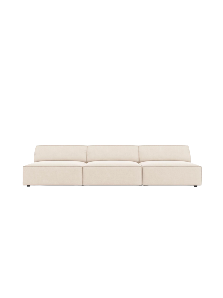 
Canapé design 3 places « Jodie » sans accoudoirs - Revêtement velours beige doux