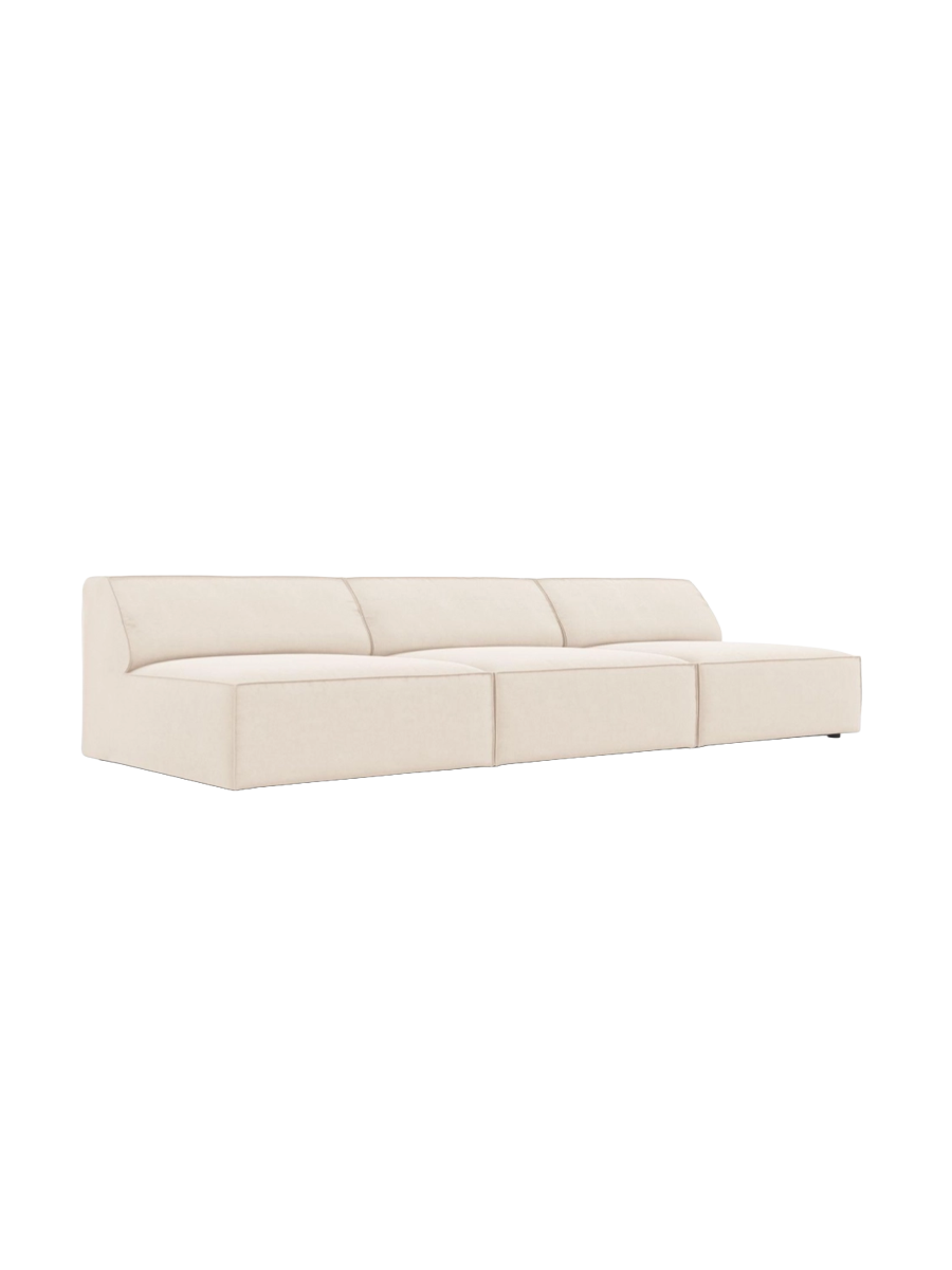 
Canapé design 3 places « Jodie » sans accoudoirs - Revêtement velours beige doux