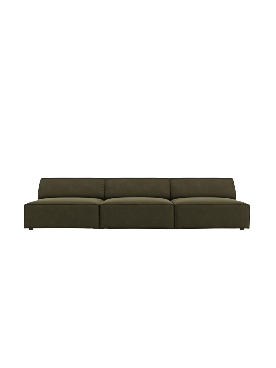 
Canapé design 3 places « Jodie » sans accoudoirs - Housse en velours kaki