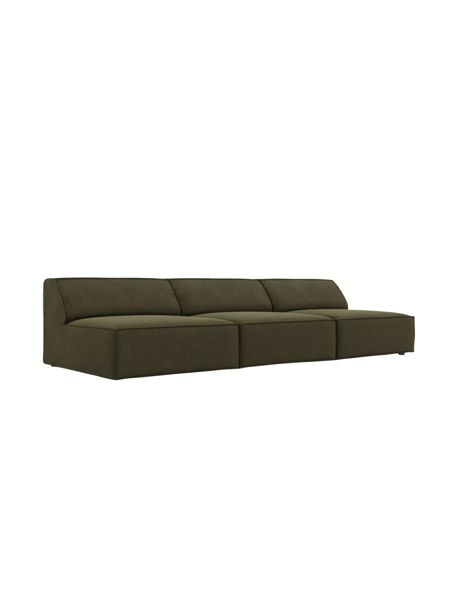 
Canapé design 3 places « Jodie » sans accoudoirs - Housse en velours kaki
