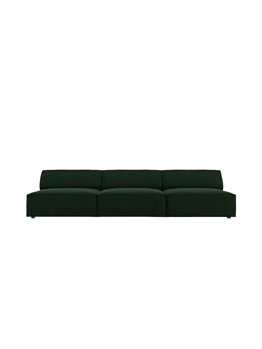 
Canapé design 3 places « Jodie » sans accoudoirs - Revêtement velours vert émeraude