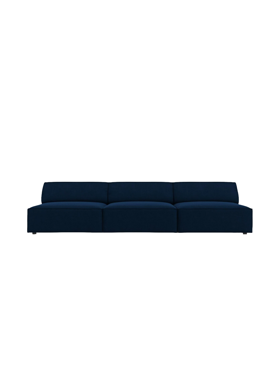 
Canapé design 3 places « Jodie » sans accoudoirs - Velours bleu roi