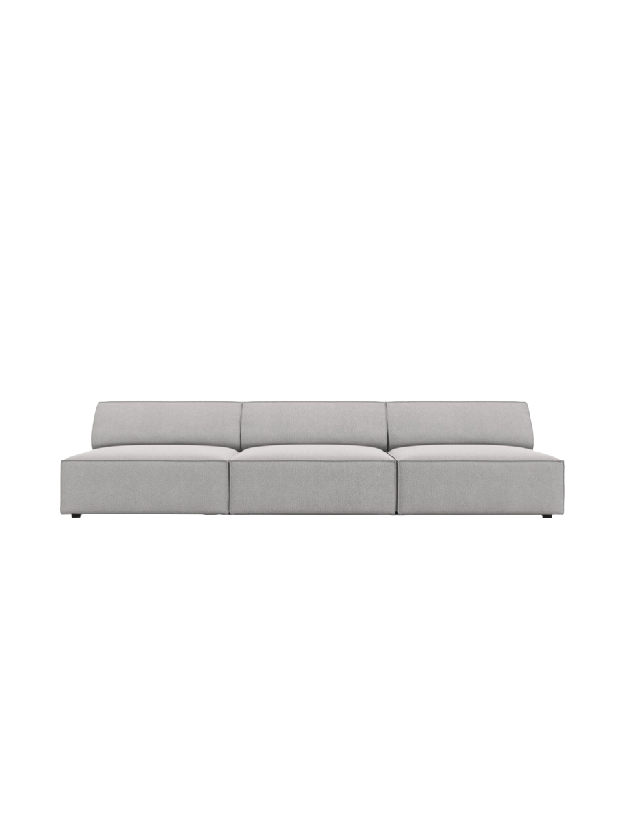 
Canapé design 3 places « Jodie » sans accoudoirs - Tissu structuré gris clair