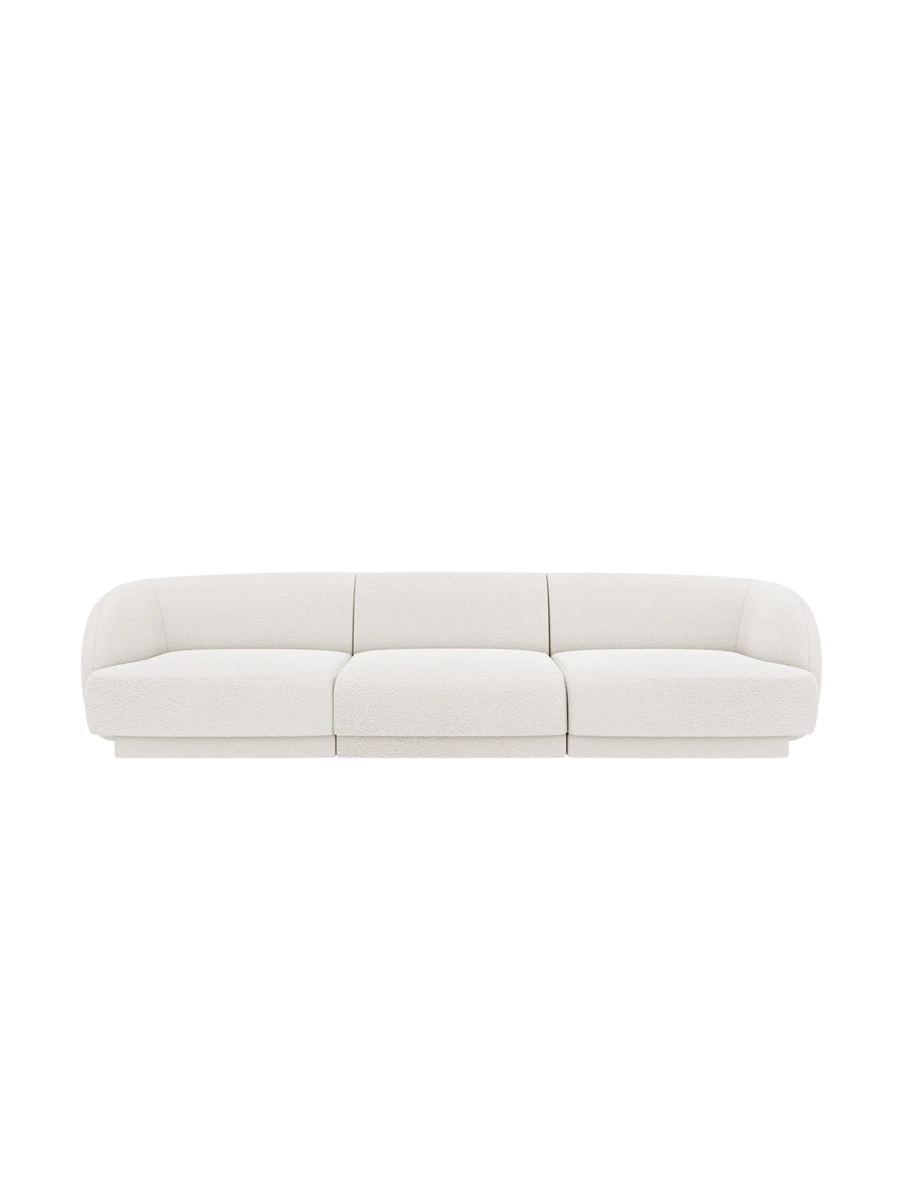 
Modulares Design Sofa „Miley“ (3-Sitzer) - Bouclé Weiss