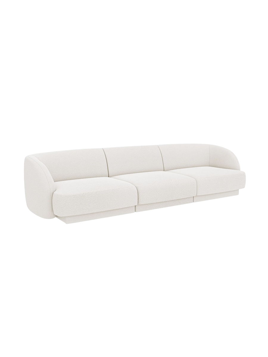 
Modulares Design Sofa „Miley“ (3-Sitzer) - Bouclé Weiss