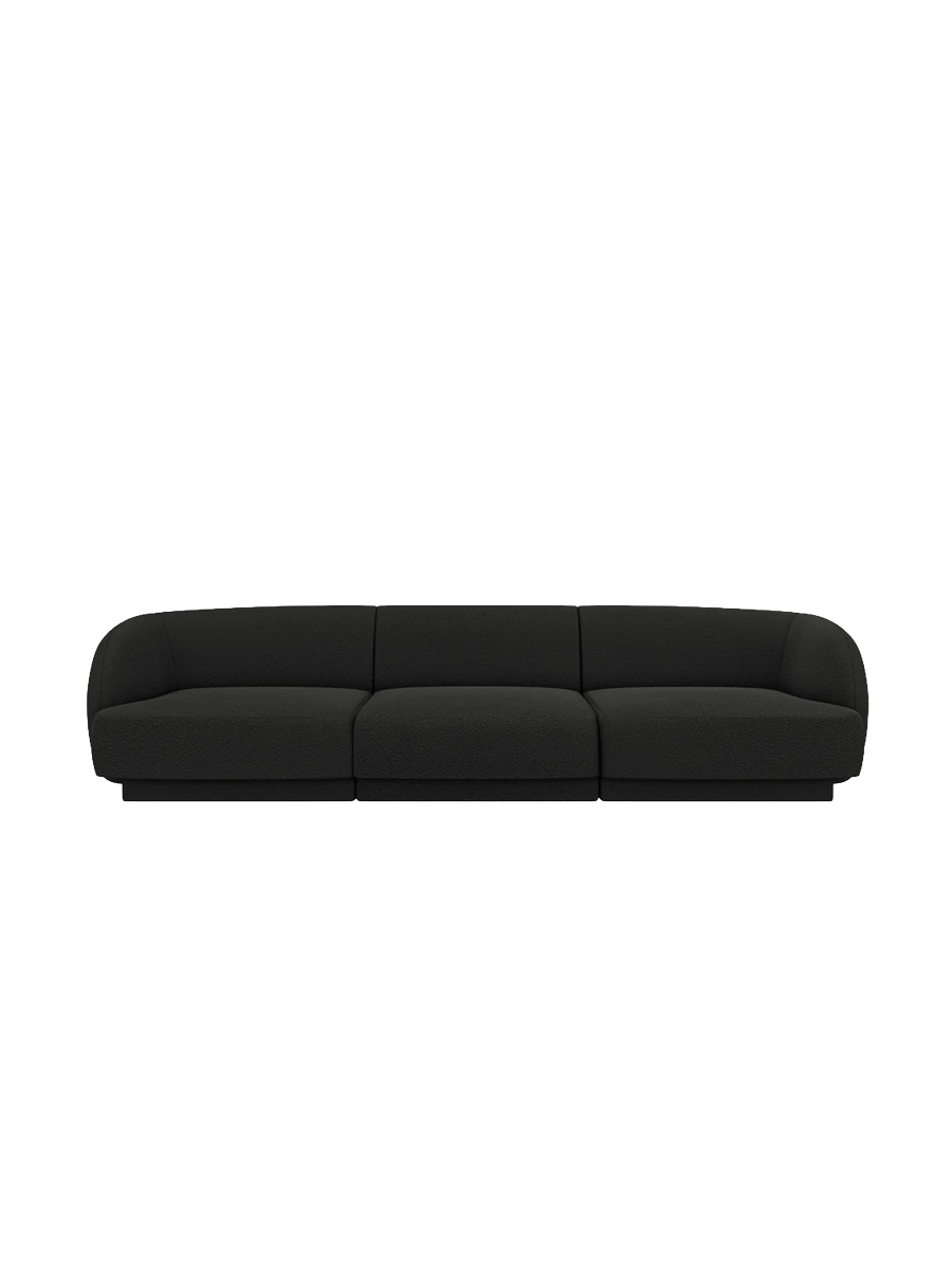 
Modulares Design Sofa „Miley“ (3-Sitzer) - Bouclé Schwarz