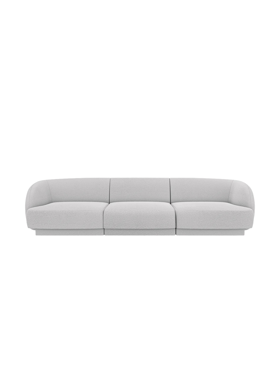 
Modulares Design Sofa „Miley“ (3-Sitzer) - Bouclé Hellgrau