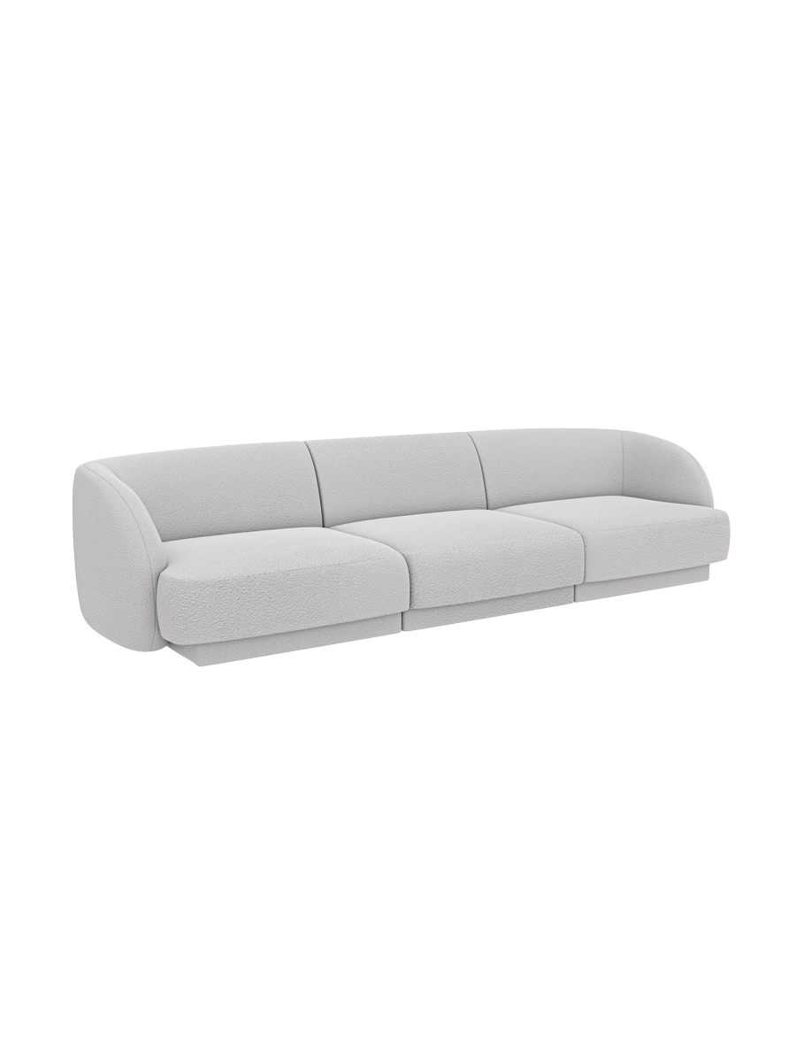 
Modulares Design Sofa „Miley“ (3-Sitzer) - Bouclé Hellgrau