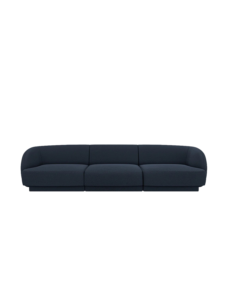 
Modulares Design Sofa „Miley“ (3-Sitzer) - Bouclé Dunkelblau
