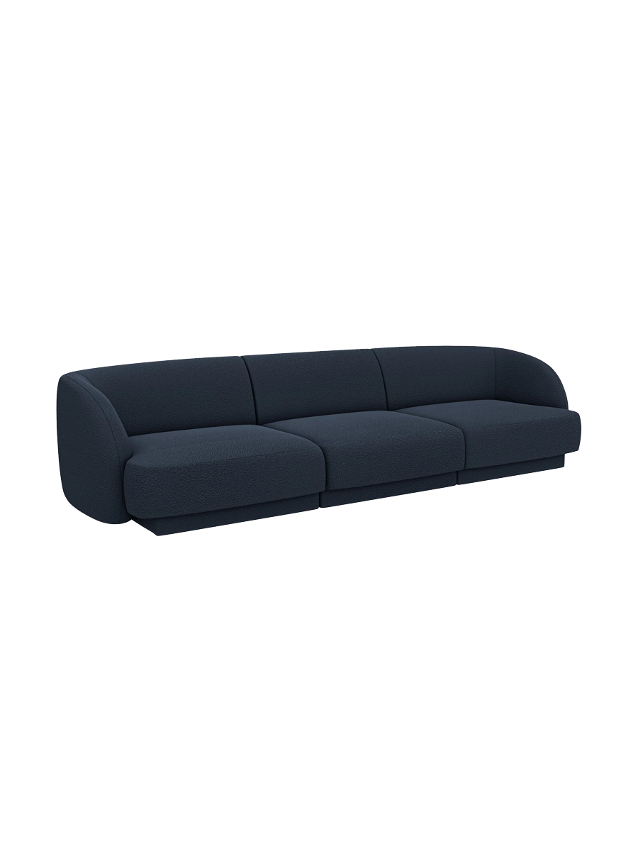 
Modulares Design Sofa „Miley“ (3-Sitzer) - Bouclé Dunkelblau