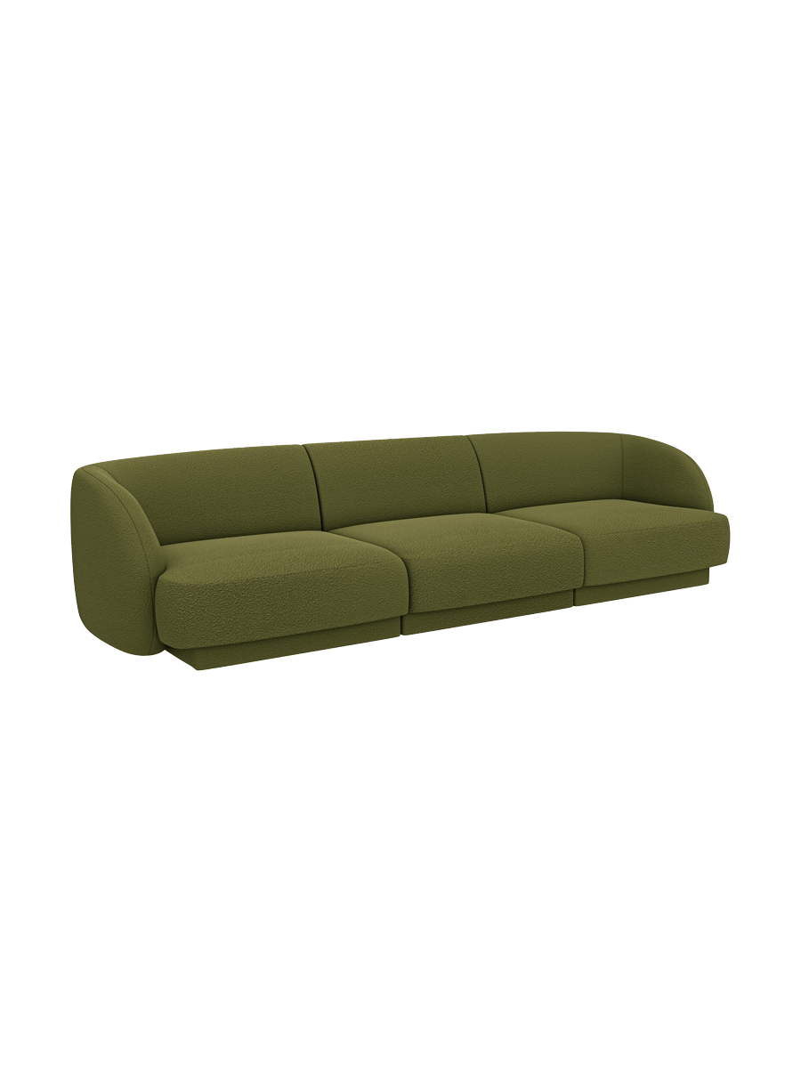 
Modulares Design Sofa „Miley“ (3-Sitzer) - Bouclé Olivgrün