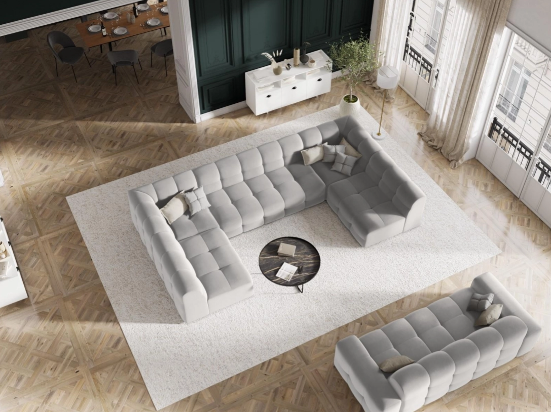 
3-Sitzer Design Sofa „Kendal“ - Samt Hellgrau
