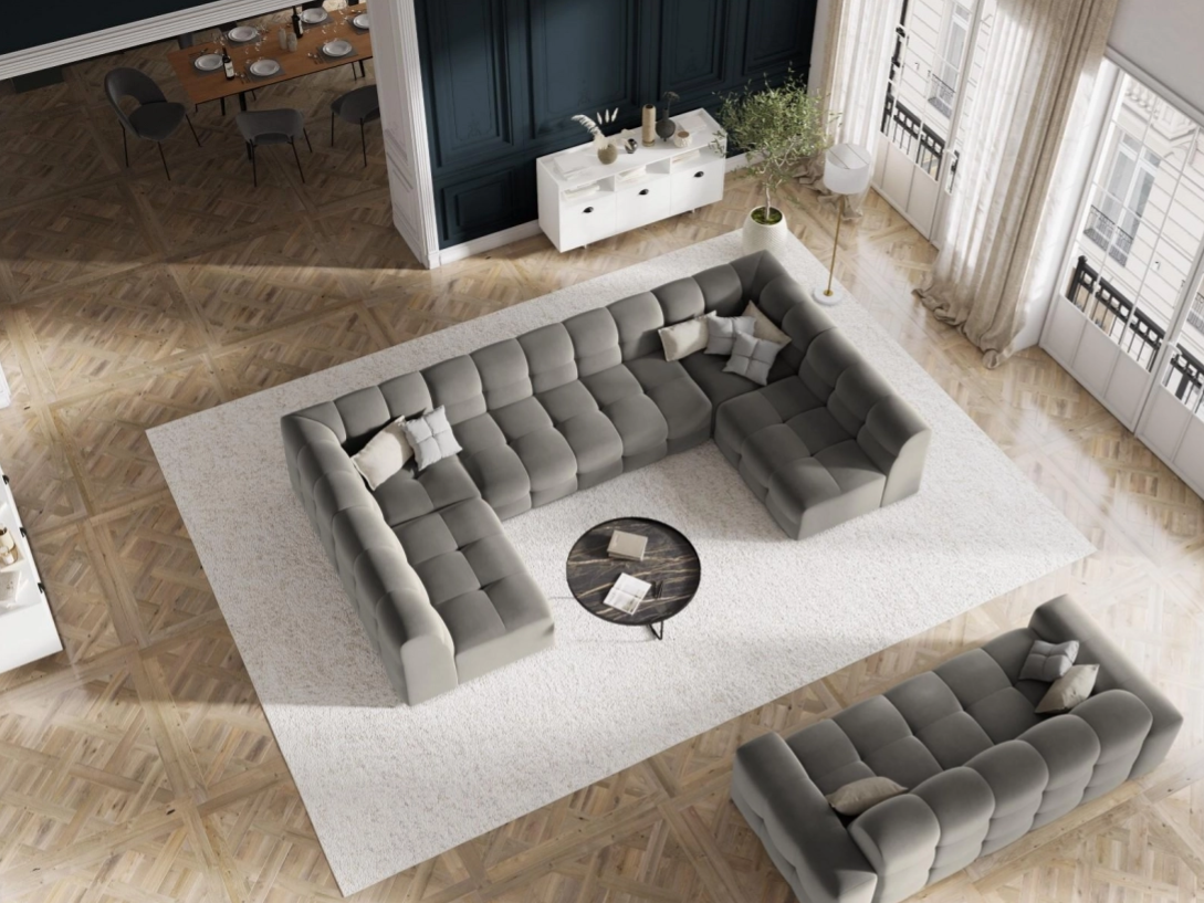
3-Sitzer Design Sofa „Kendal“ - Samt Dunkelgrau